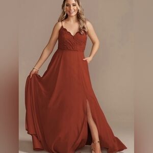 DB Studio Dress Lace Chiffon High low Size 10 Bridesmaid Wedding Cinnamon